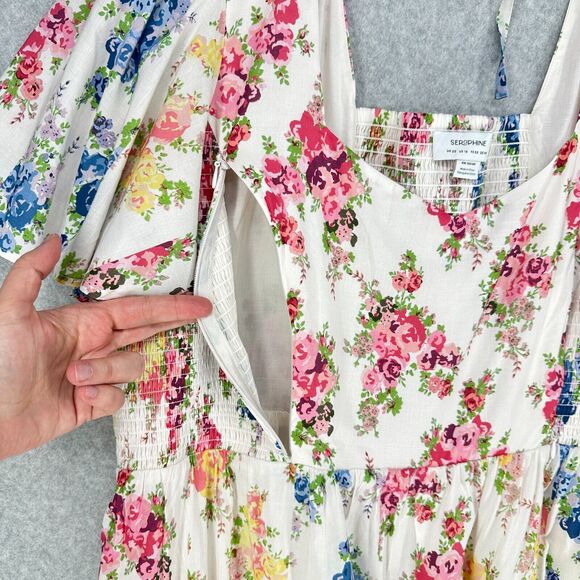 Seraphine Maternity Dress Womens 16 Floral Smocked Nursing Midi Spring Summer - Picture 9 of 16